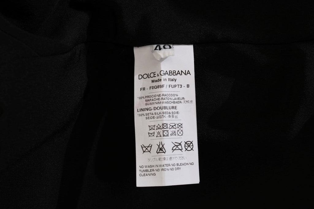 Dolce & Gabbana Brown genuine Raccoon Fur long trench Coat Jacket