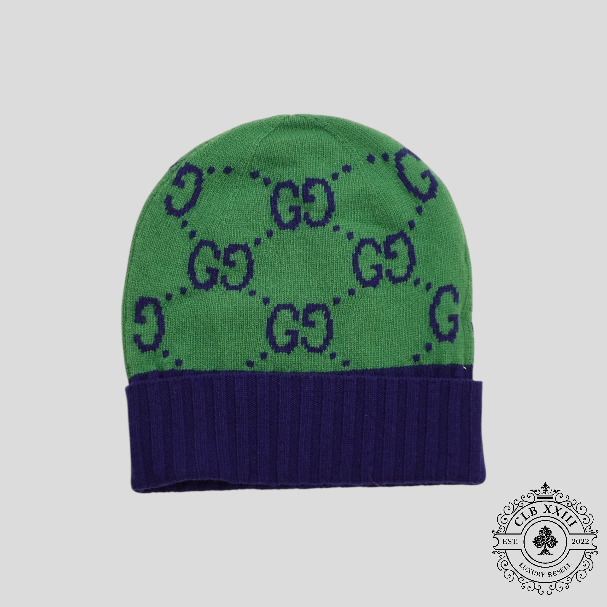 Gucci GG Knit Wool Beanie in Green/Blue cap skull cap toboggan unisex