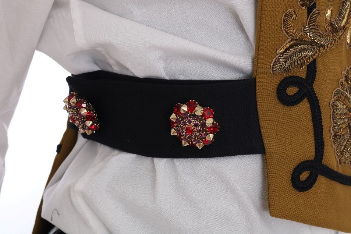 Dolce & Gabbana Yellow Crystal Cross Vest Jacket vintage stones pearls