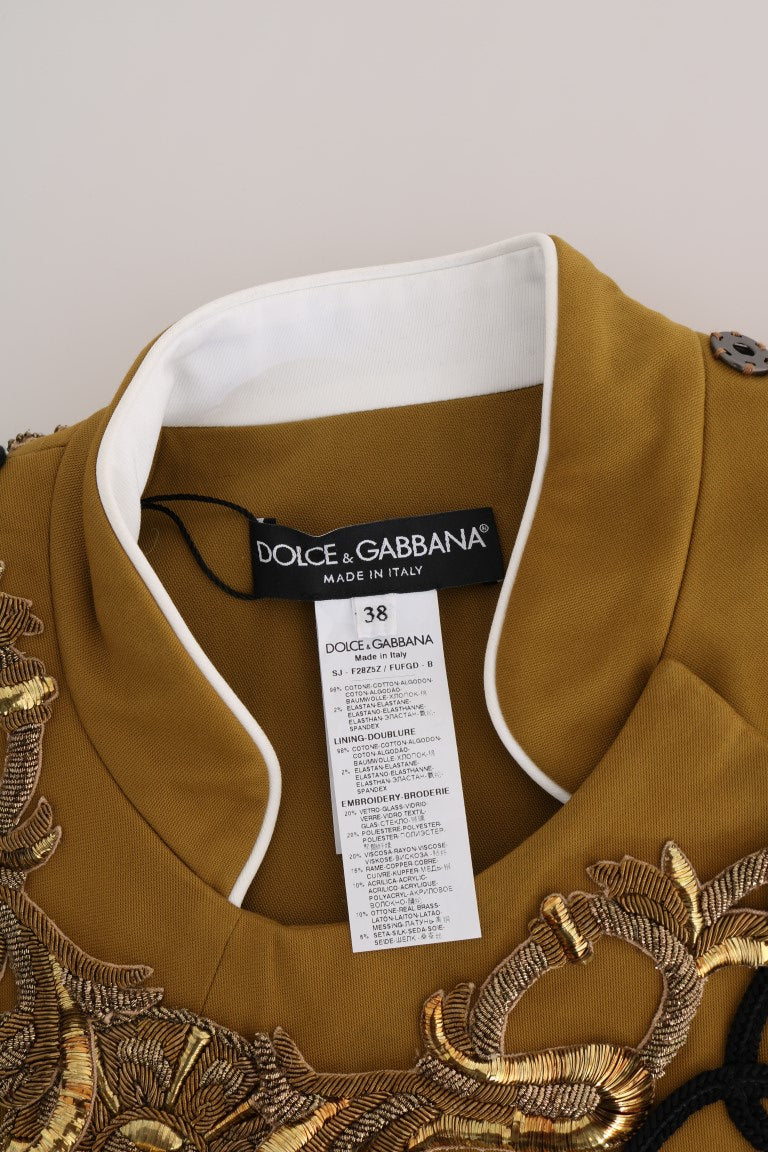 Dolce & Gabbana Yellow Crystal Cross Vest Jacket vintage stones pearls