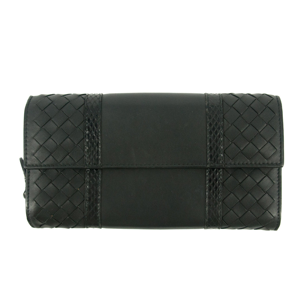 Bottega Veneta Intrecciato Black Bifold Long Wallet #5197
