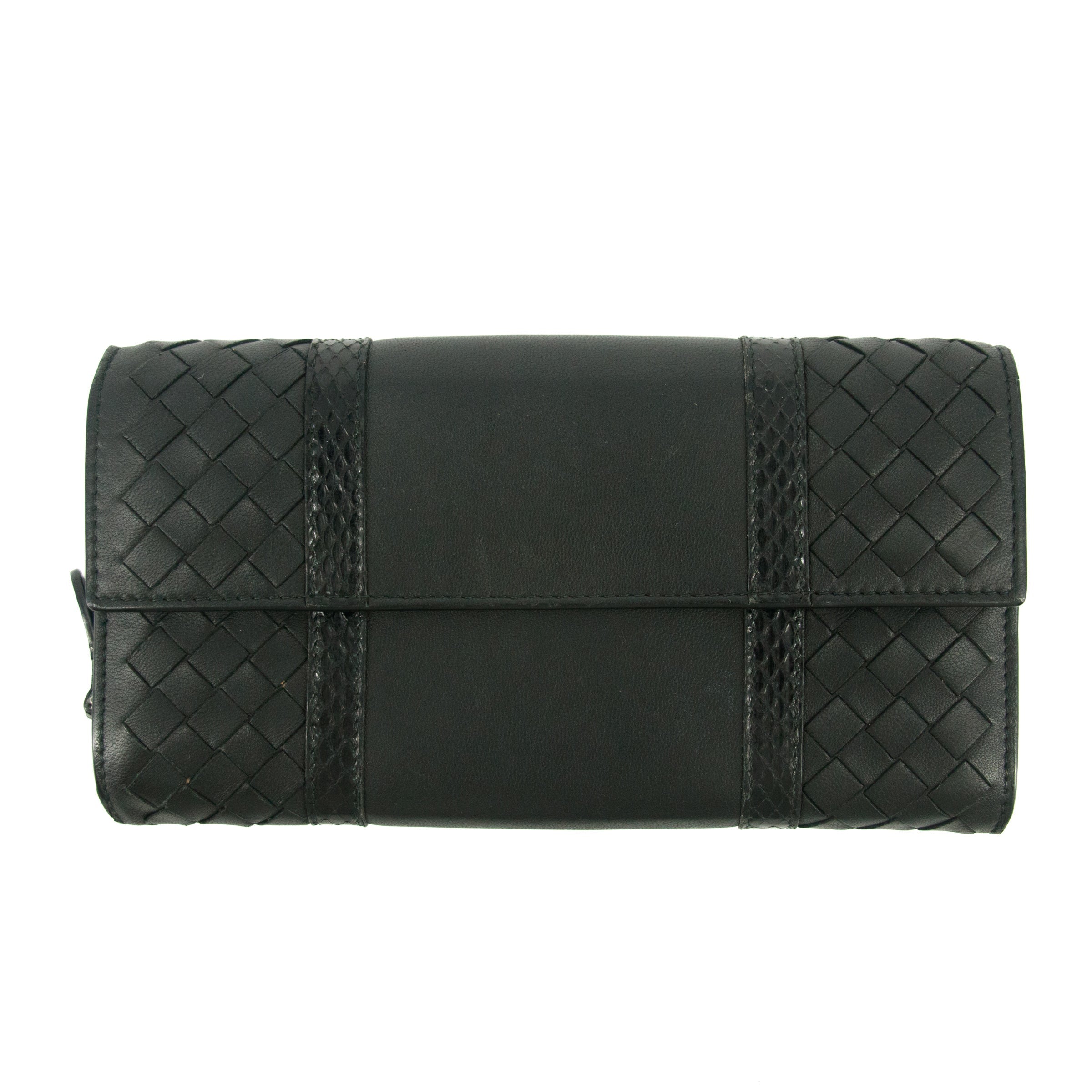 Bottega Veneta Intrecciato Black Bifold Long Wallet #5197