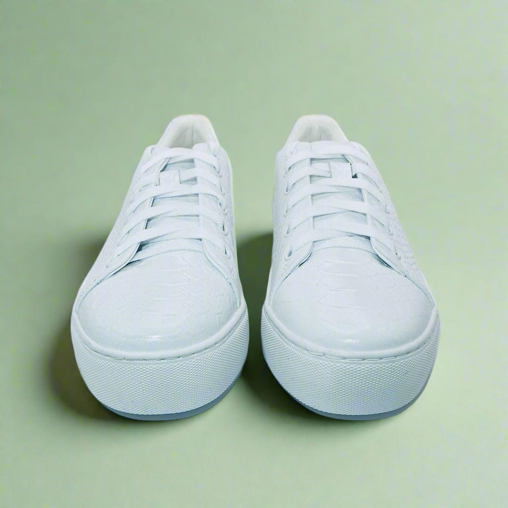 Michaela V Amare Ladies White Italian Leather Sneakers