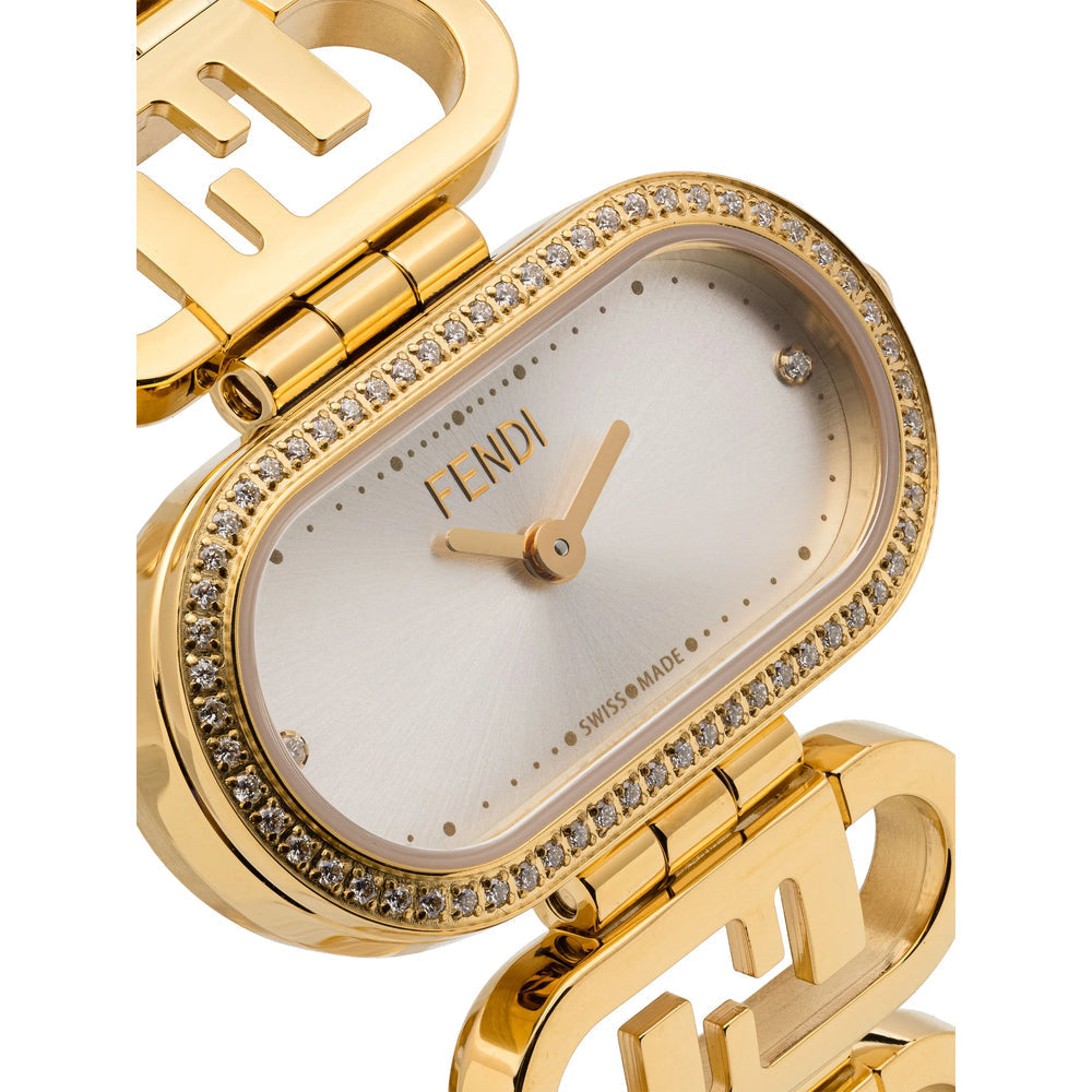 Fendi Gold/White Watch ladies bracelet diamond encrusted