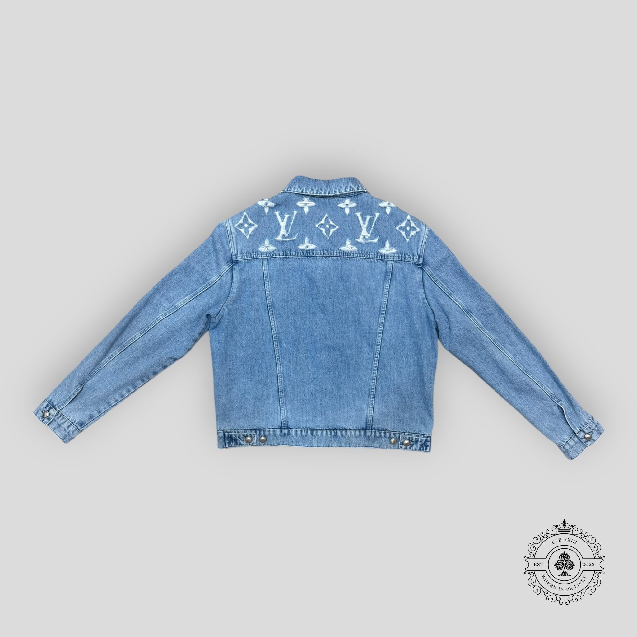 Louis Vuitton Denim Trucker Jacket denim blue jean men's unisex 52