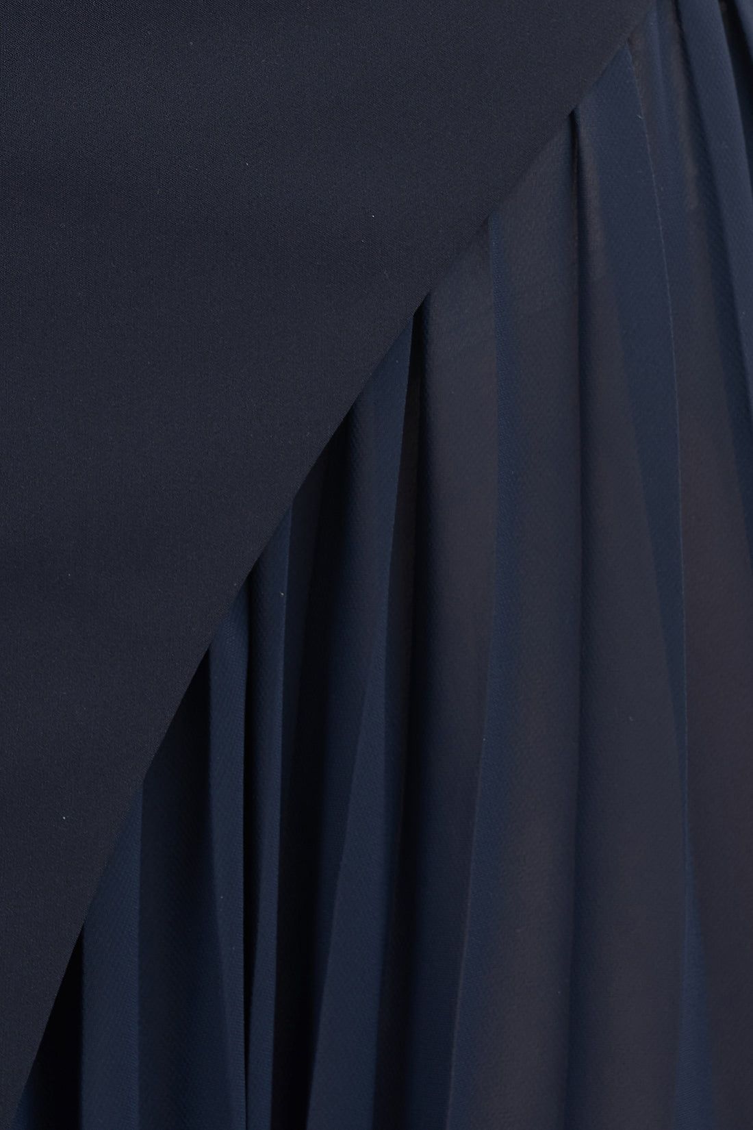 Kay Unger Illusion Jewel Neck Sleeveless Zipper Closure Asymmetrical Skirt Pleated Stretch Crepe Gown with Chiffon Underlay