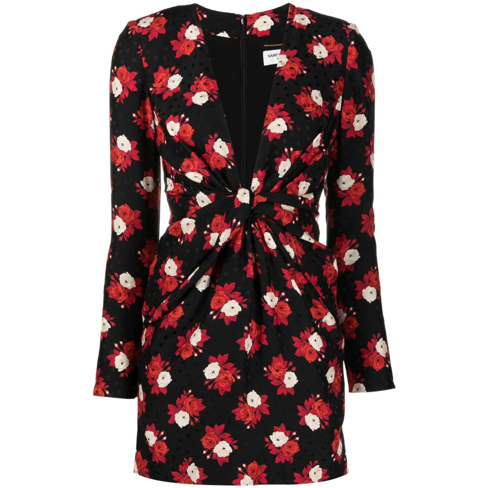 YSL Saint Laurent Black Dress - Cocktail & Party ladies Silk plunging deep front