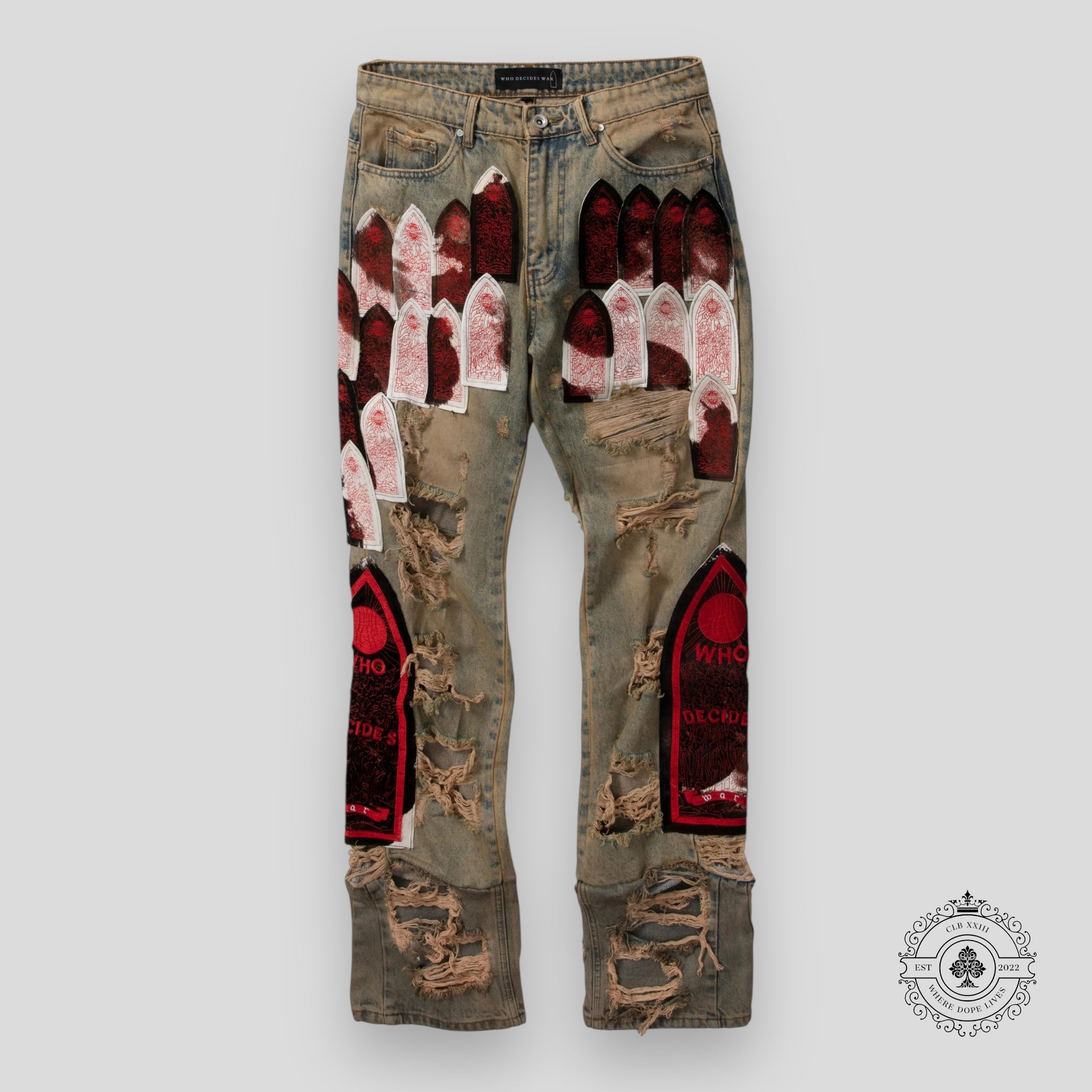 Who Decides War Sangre Patch Denim blue jeans 36 38 men's