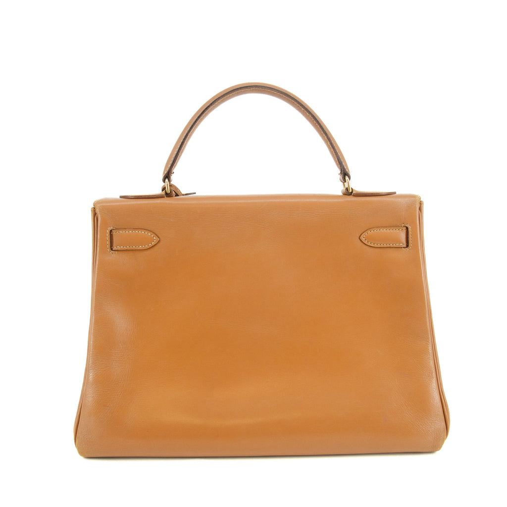 Hermes Kelly 32 Boxcalf Brown Handbag Year 1986 #5775 purse Vintage