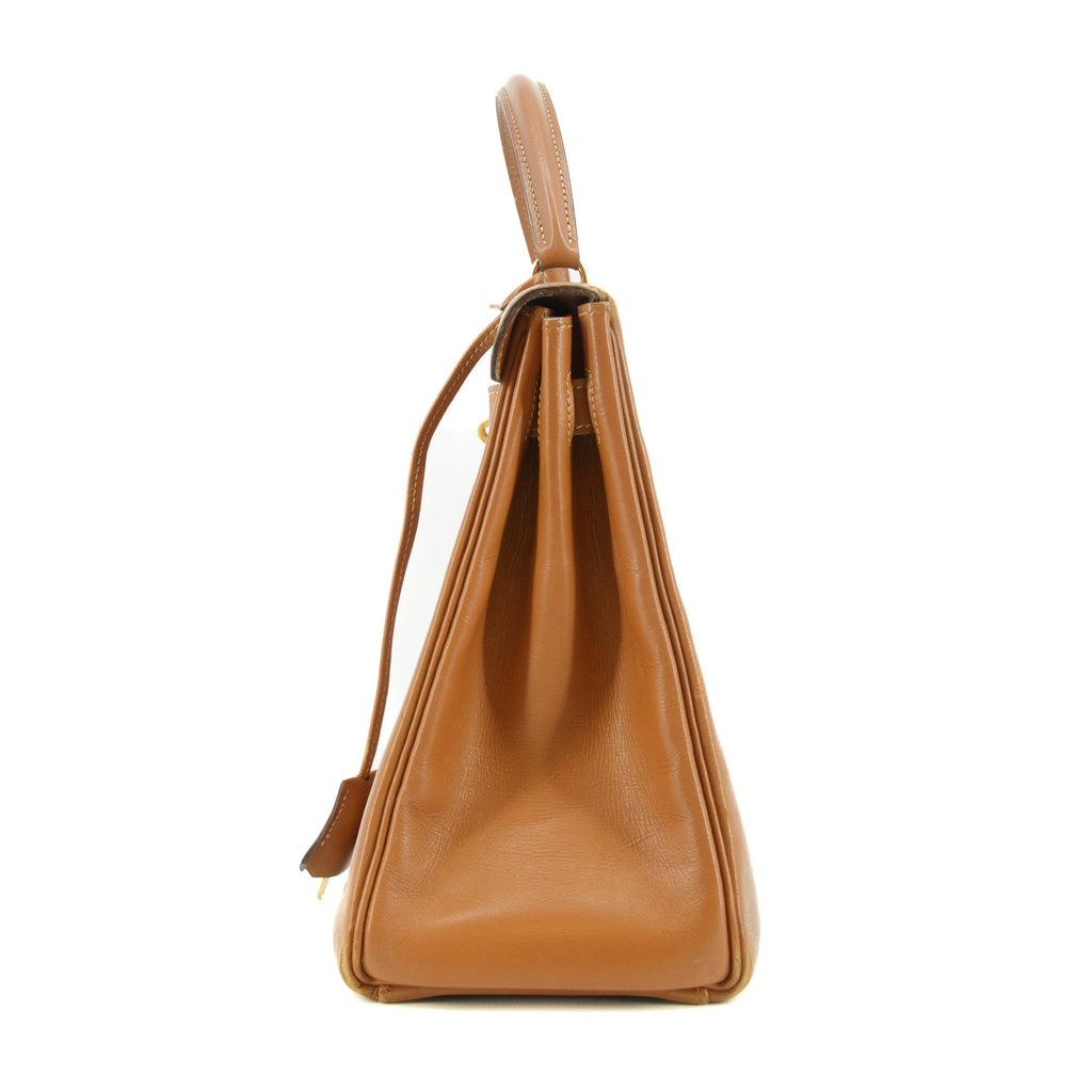 Hermes Kelly 32 Boxcalf Brown Handbag Year 1986 #5775 purse Vintage