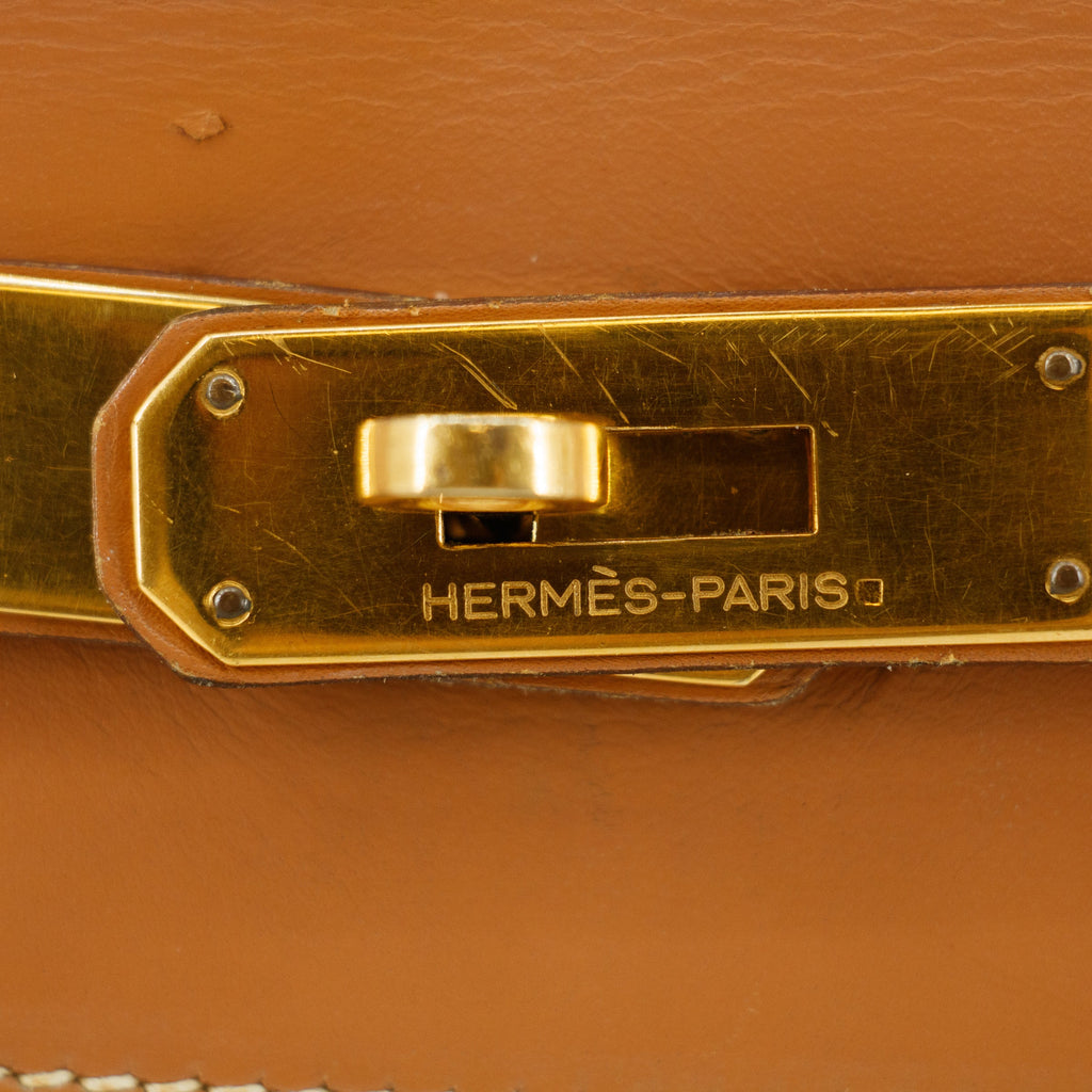 Hermes Kelly 32 Boxcalf Brown Handbag Year 1986 #5775 purse Vintage