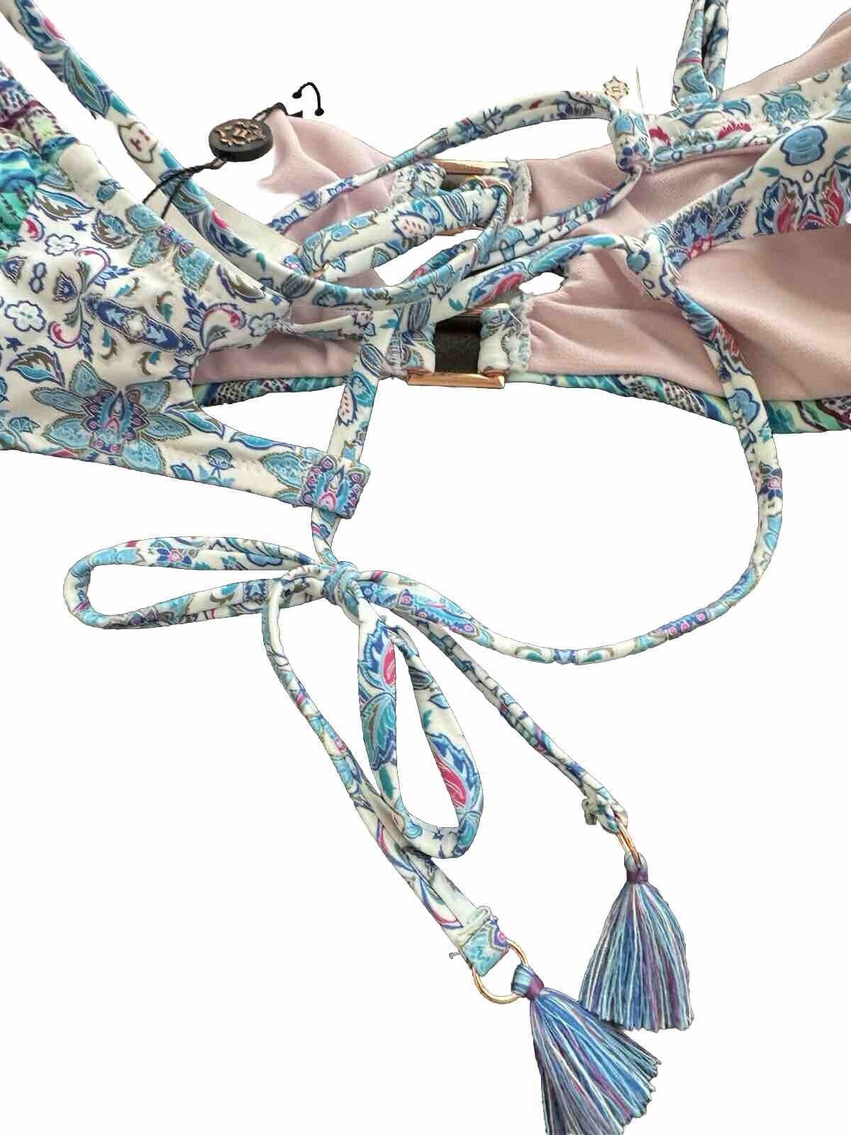 NANETTE LEPORE blue swimsuit bikini 2 piece bralette high waisted