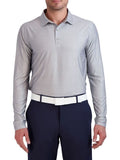 HICKEY FREEMAN golf shirt L men's stretch UPF wicking grey striped polo LS