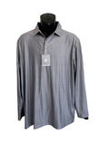HICKEY FREEMAN golf shirt L men's stretch UPF wicking grey striped polo LS