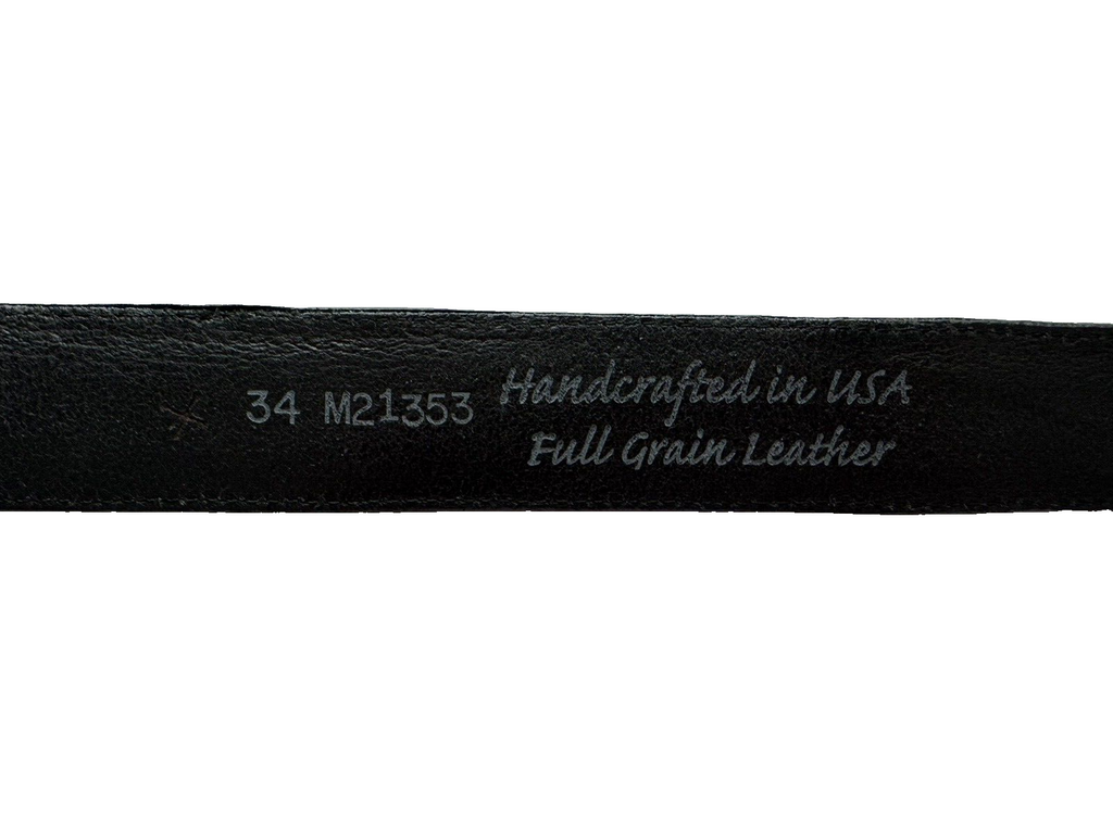 BRIGHTON men's 34 black full-grain leather silver belt designer unisex