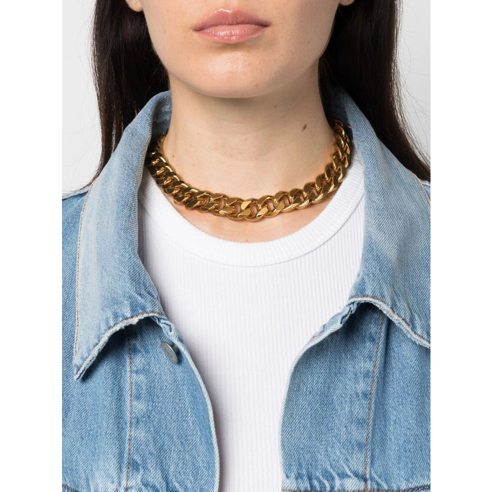 Celine Paris Gold Necklace Ladies wide cable link chain choker