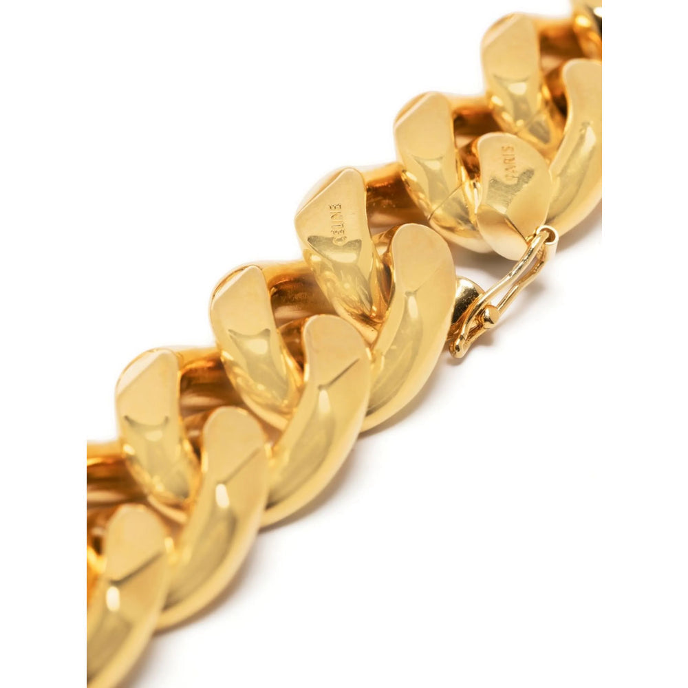 Celine Paris Gold Necklace Ladies wide cable link chain choker