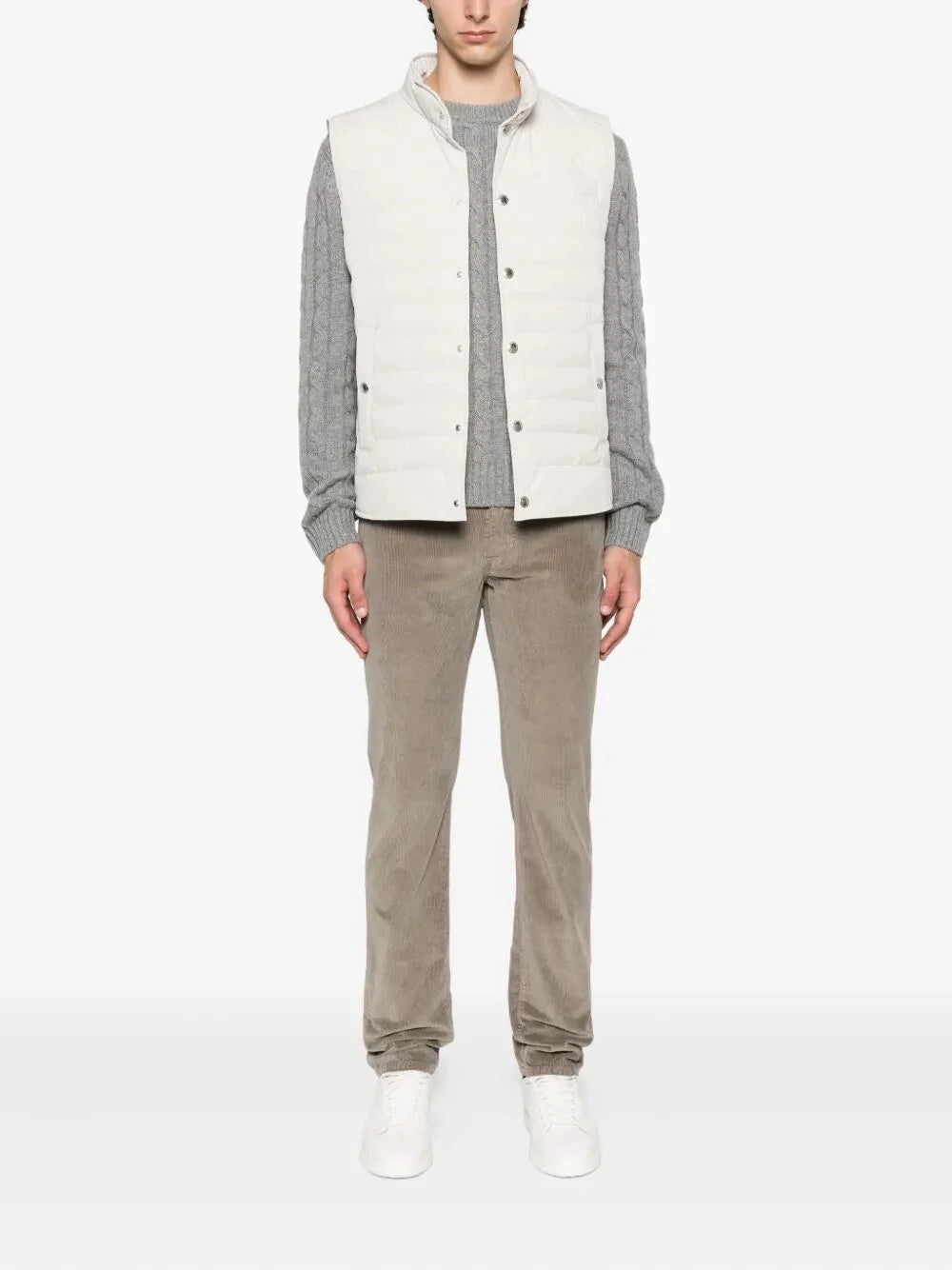 Prada Men's Cashmere Sweater cable knit ribbed Gray