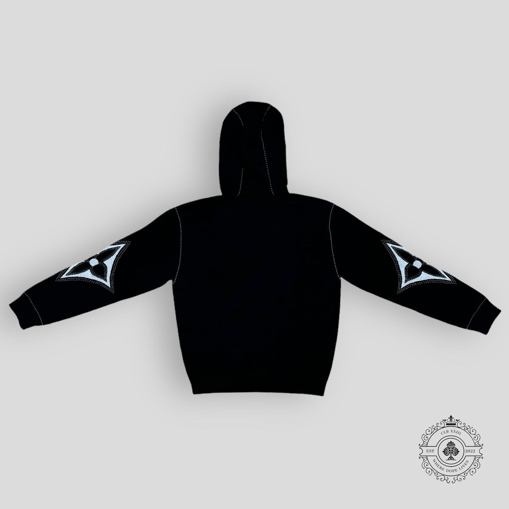 Louis Vuitton Monogram Flower Graphic Intarsia Zipped Hoodie in Black men's unisex XL