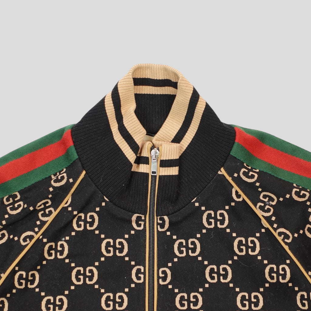 Gucci GG Jacquard Track Jacket in Black/Brown men's unisex  zip up XXXL 3XL