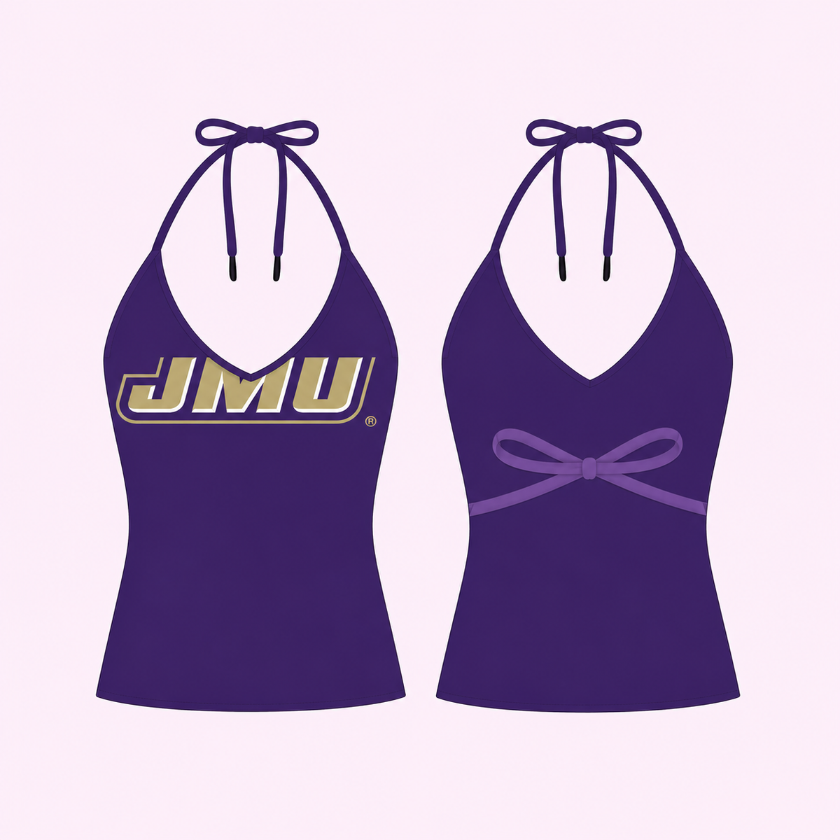 James Madison Dukes Triangle Tie Tank Top halter backless ladies purple JMU