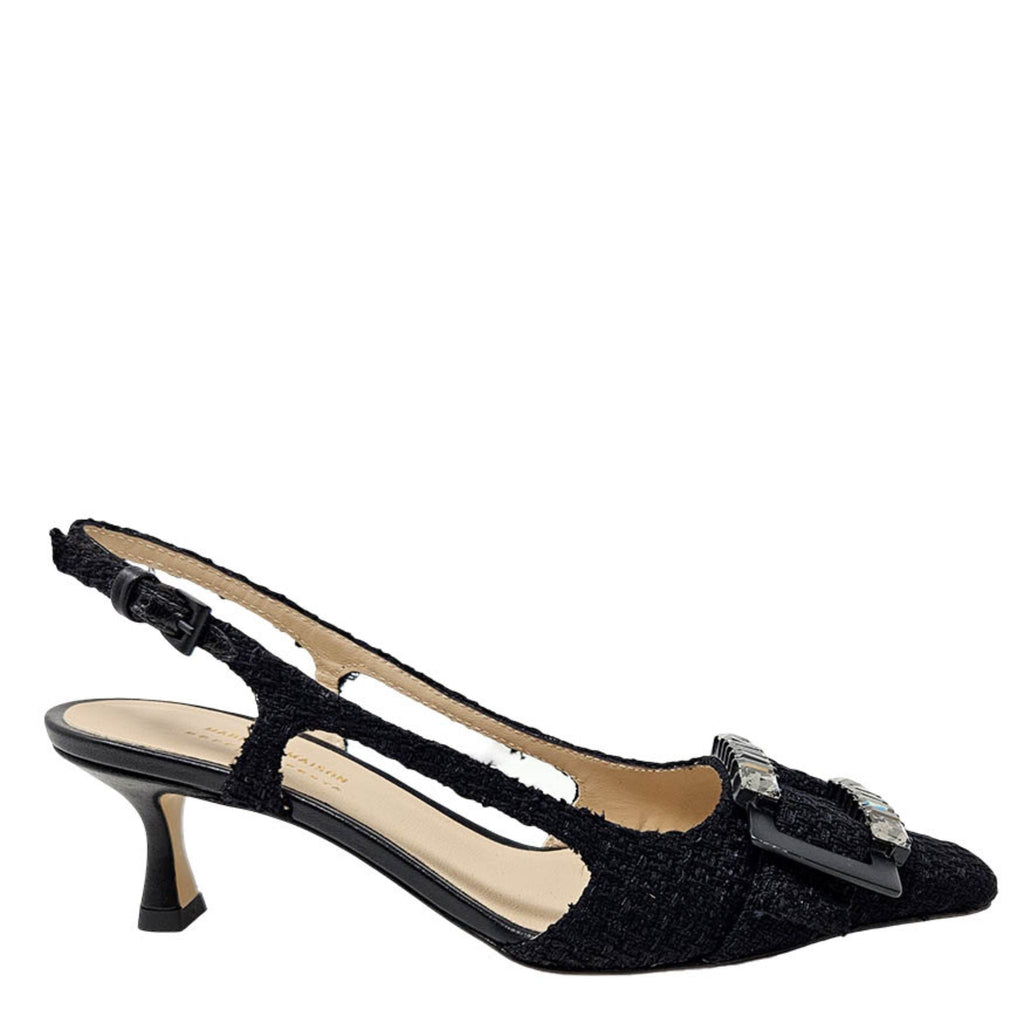 Atena Black Kitten Heel Slingback Madison Maison Beverly Hills