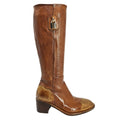 Cognac Tall Hand Rubbed Lock Boot knee Madison Maison Beverly Hills