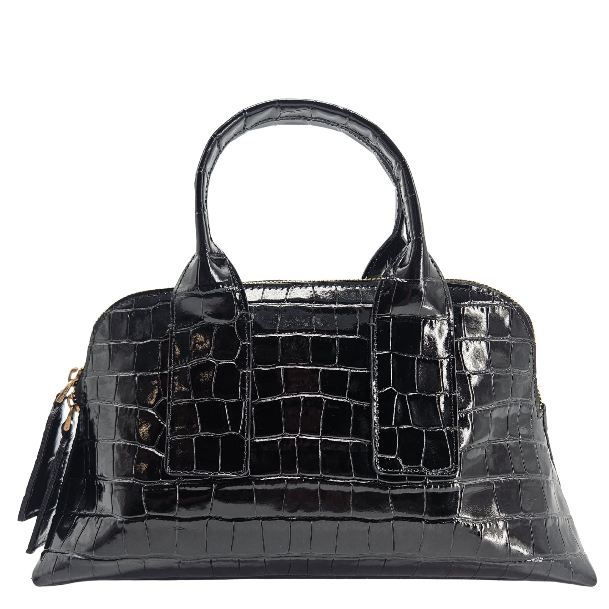 Niky Black Moc Croc Leather Mini tote Bag handbag purse Madison Maison
