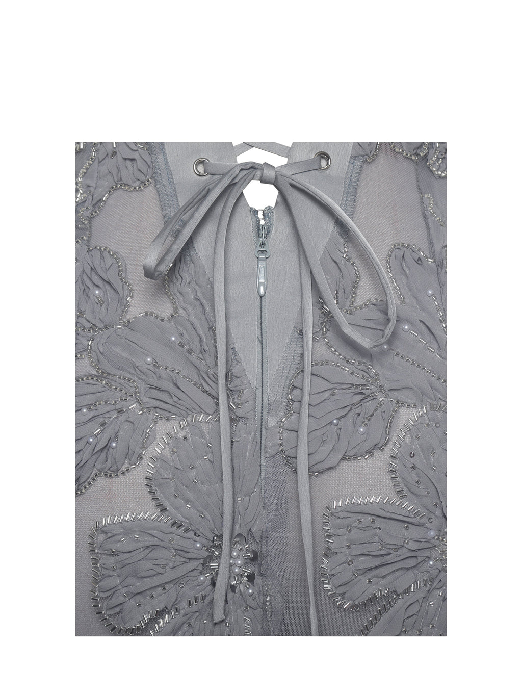 Raphaela Silver Beaded Floral Strapless Mermaid Maxi Dress Prom Wedding