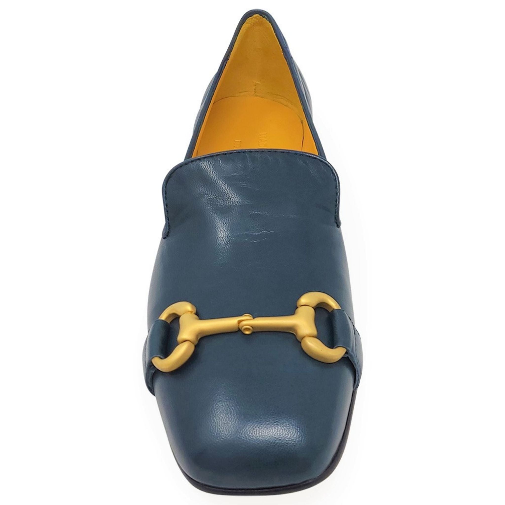 Teal Leather Square Toe Loafer shoes flats career Mara Bini Italy Madison Maison