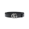 Gucci Black Belts ladies Double GG buckle crystals