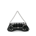 Gucci Black Shoulder Bag Ladies Handbag Purse Black leather horsebit silver
