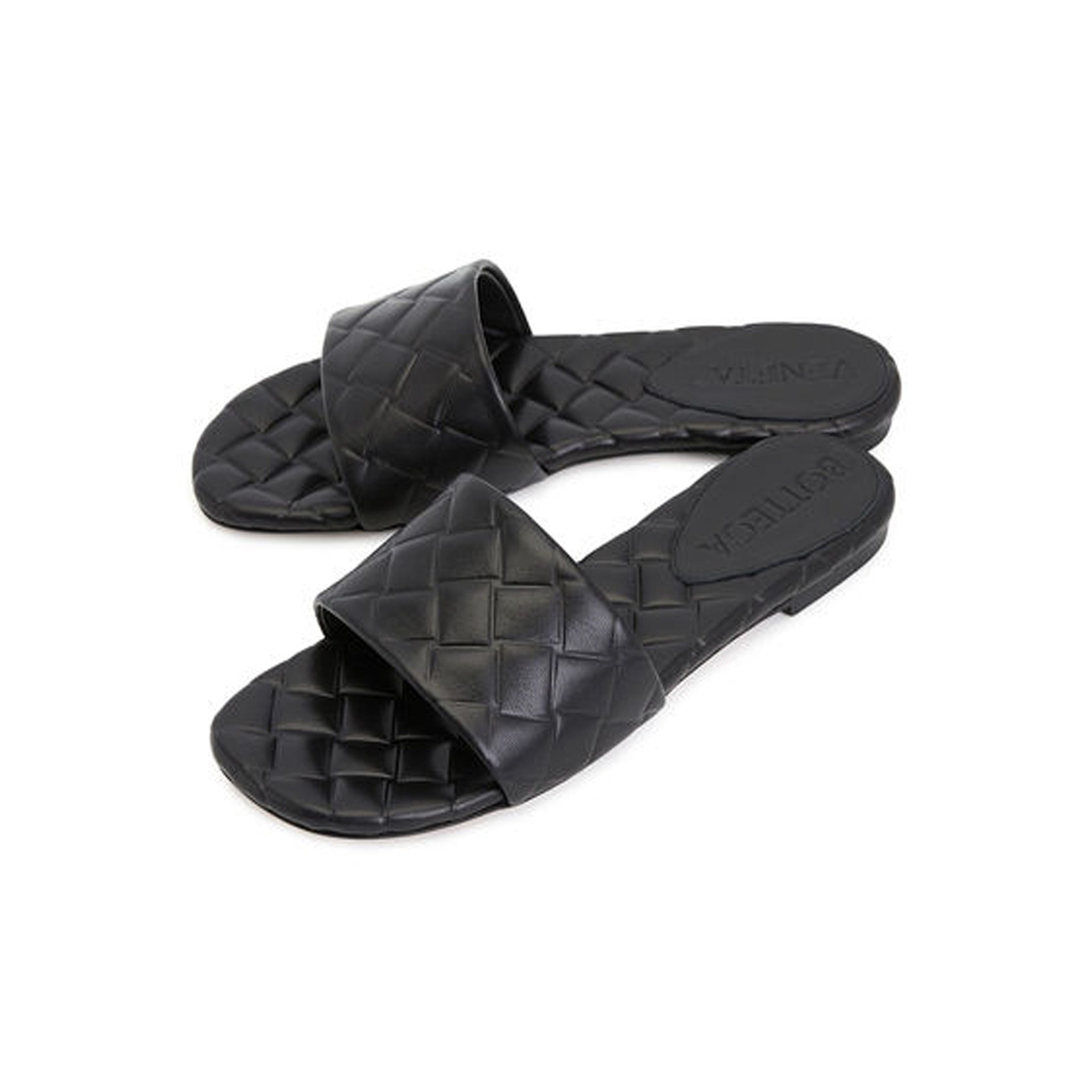 Bottega Veneta Amy Leather Mules ladies black slippers sandals