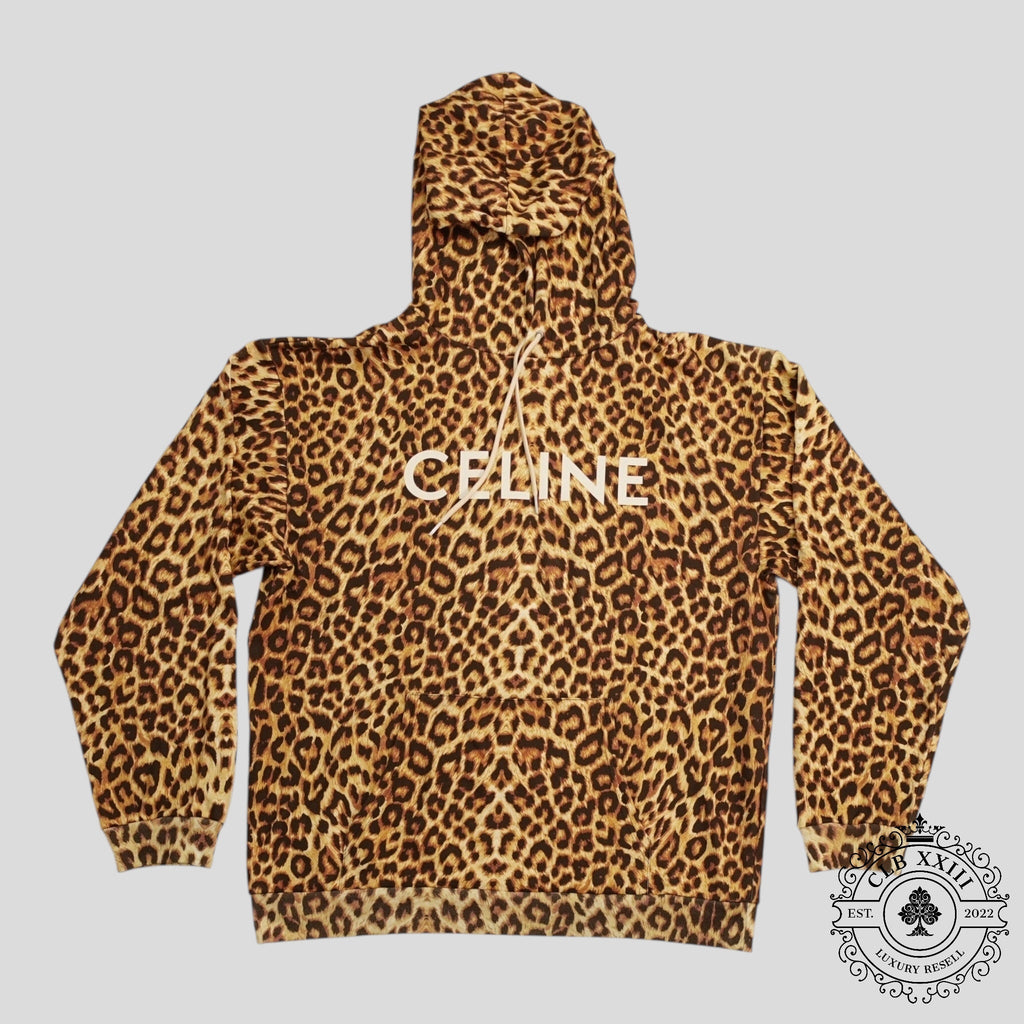 Celine Homme Logo Hoodie in Leopard Men's unisex XXL 2XL