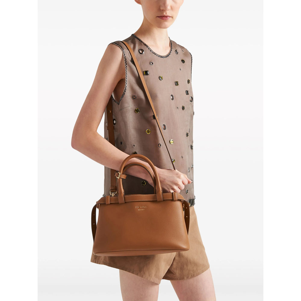 Prada Brown Tote Bag Purse Handbag Ladies Leather