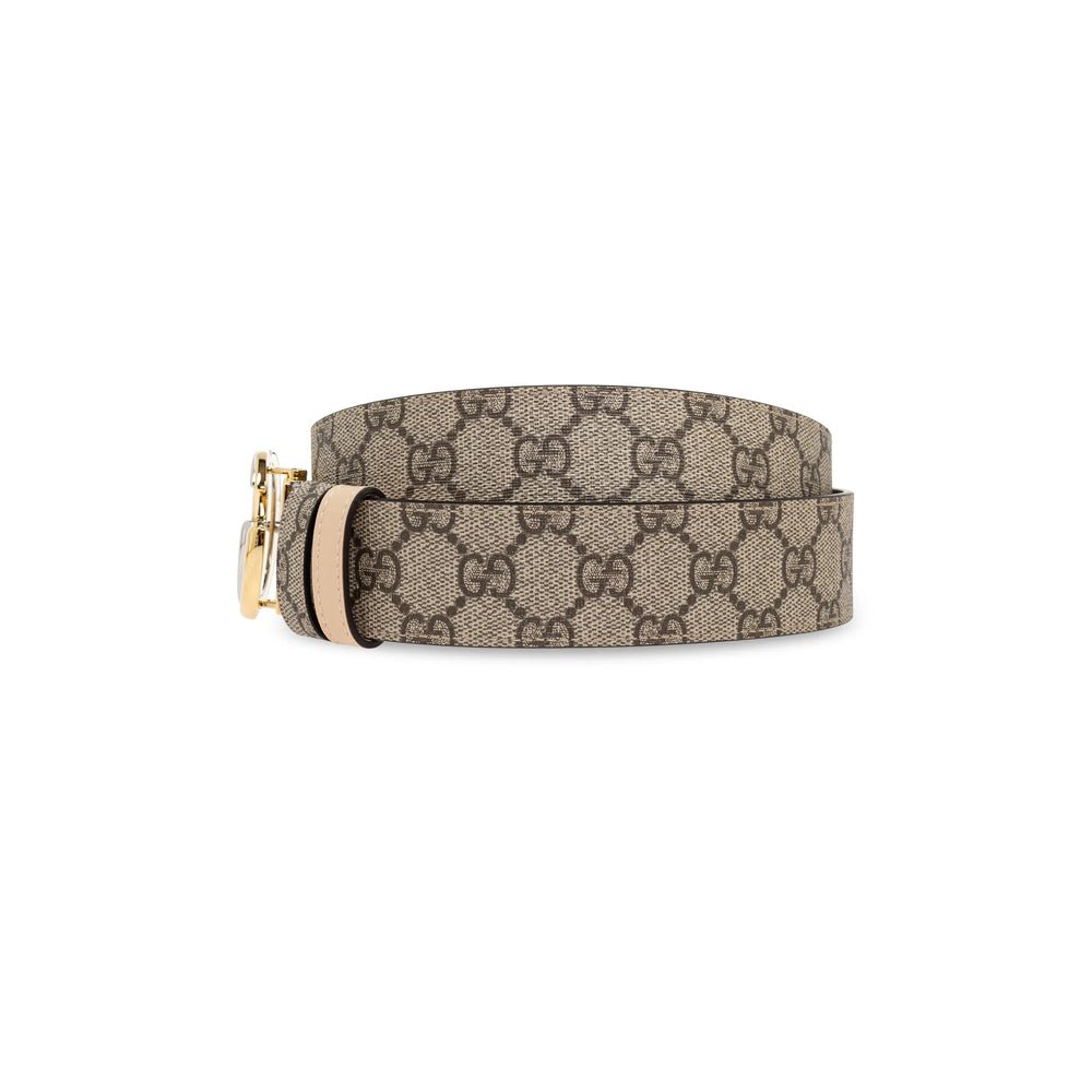Gucci Brown Belt Ladies leather 2-tone gold silver GG buckle