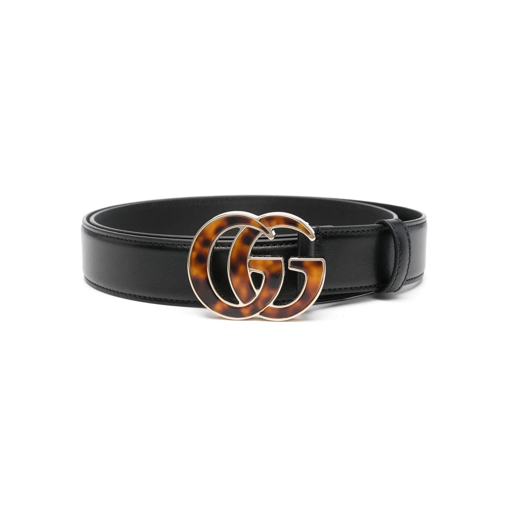 Gucci Black Belt Ladies tortoise shell GG buckle
