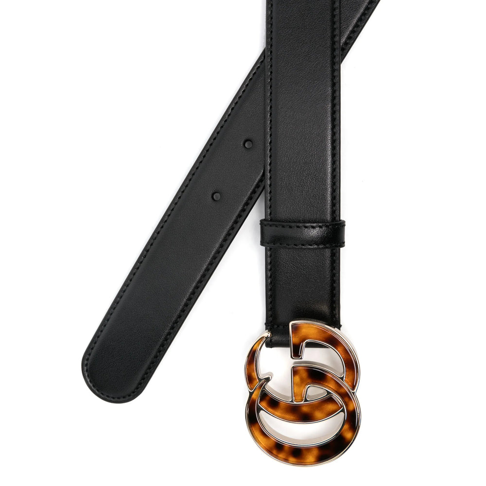 Gucci Black Belt Ladies tortoise shell GG buckle