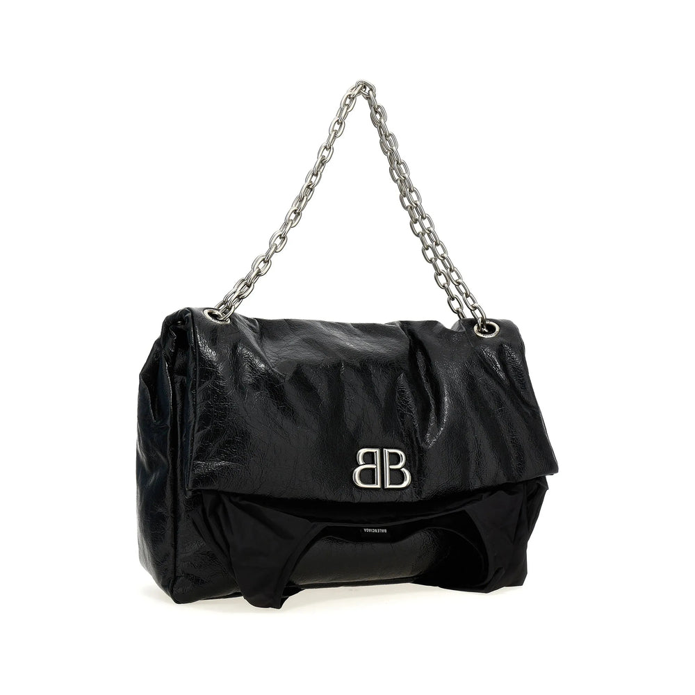 Balenciaga Black Tote Bag Ladies Purse Handbag leather silver hardware