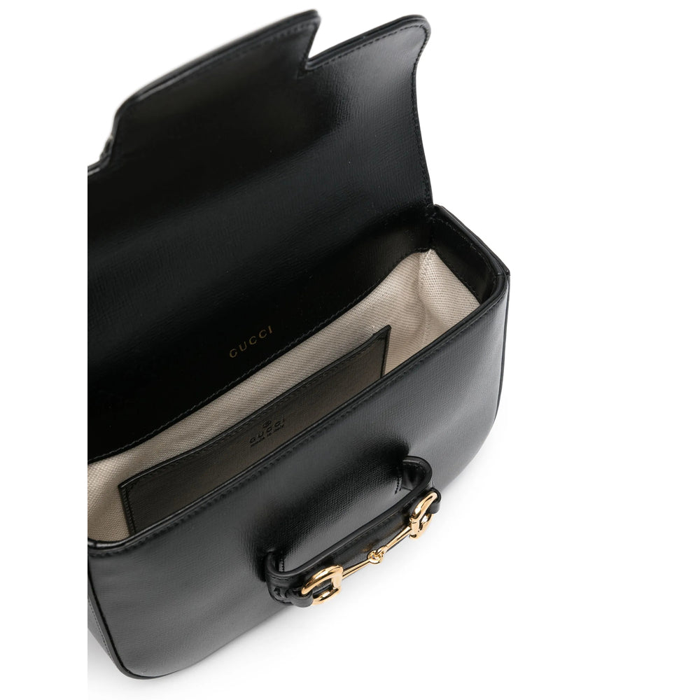 Gucci Black Shoulder Bags ladies leather purse handbag horsebit