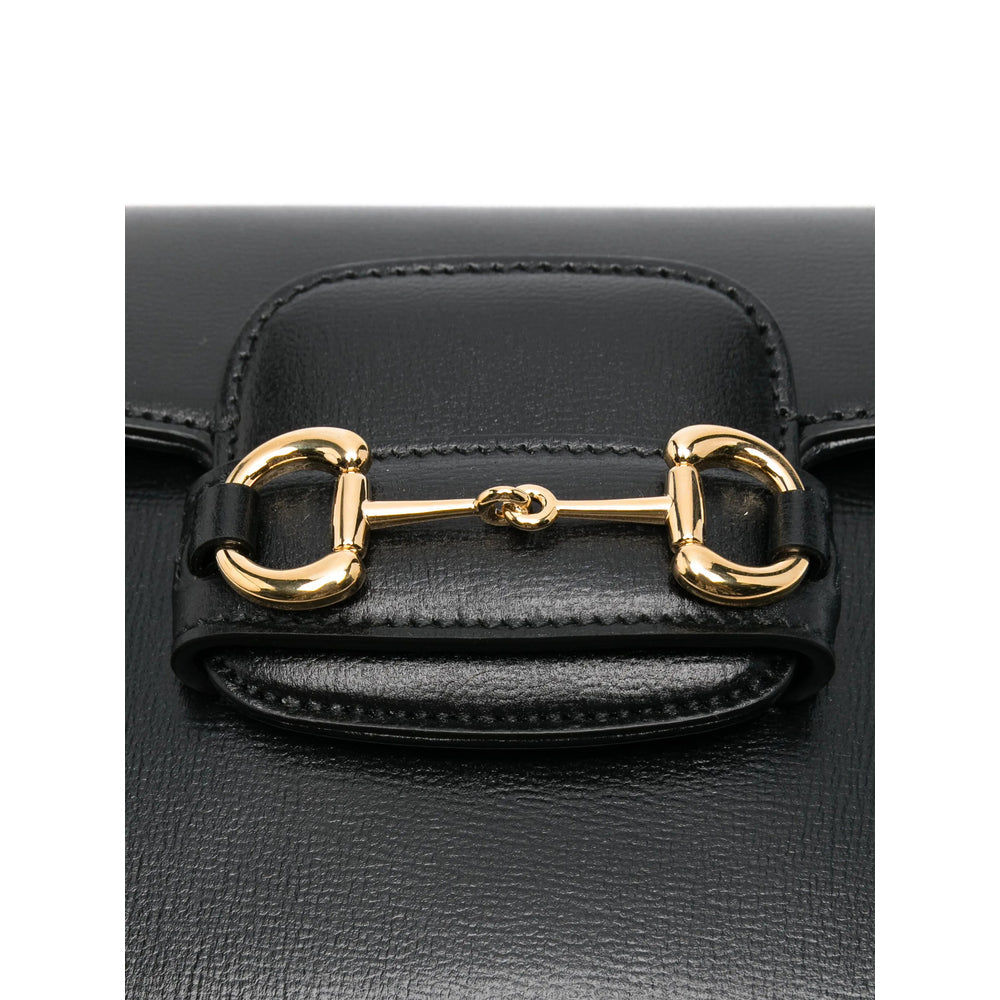 Gucci Black Shoulder Bags ladies leather purse handbag horsebit