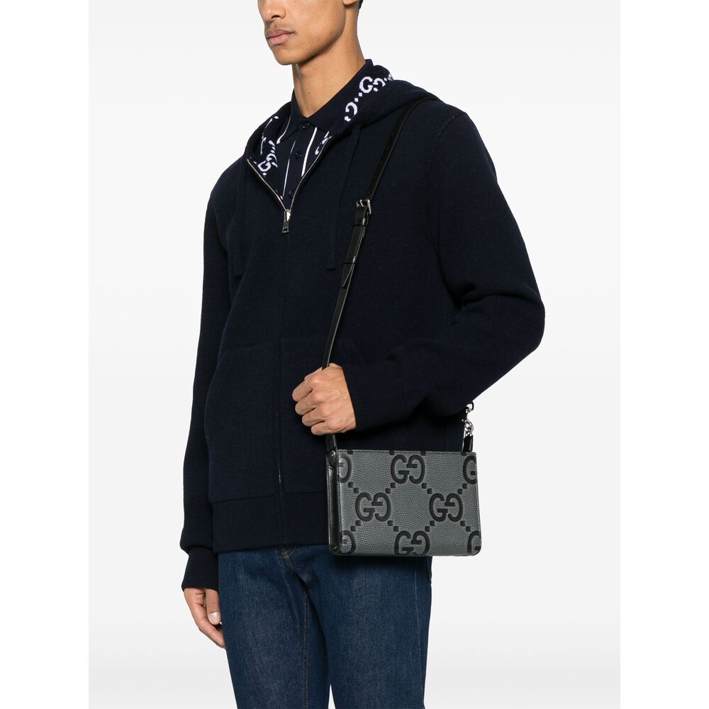 Gucci Grey Messenger Bag Men's travel GG logo
