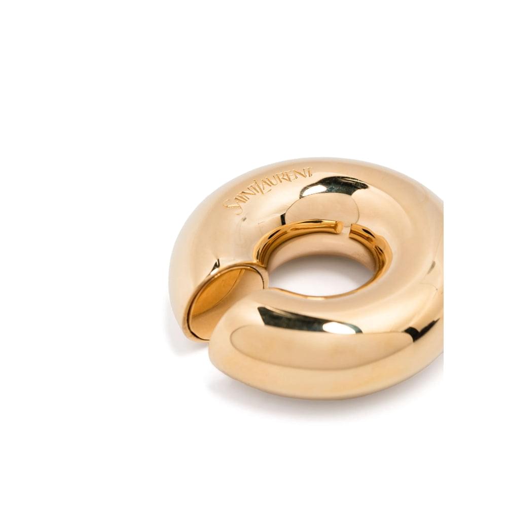 Yves Saint Laurent Gold Earring ladies hoop YSL engraved