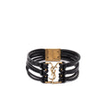 Yves Saint Laurent Black Gold Bracelets ladies lambskin YSL logo