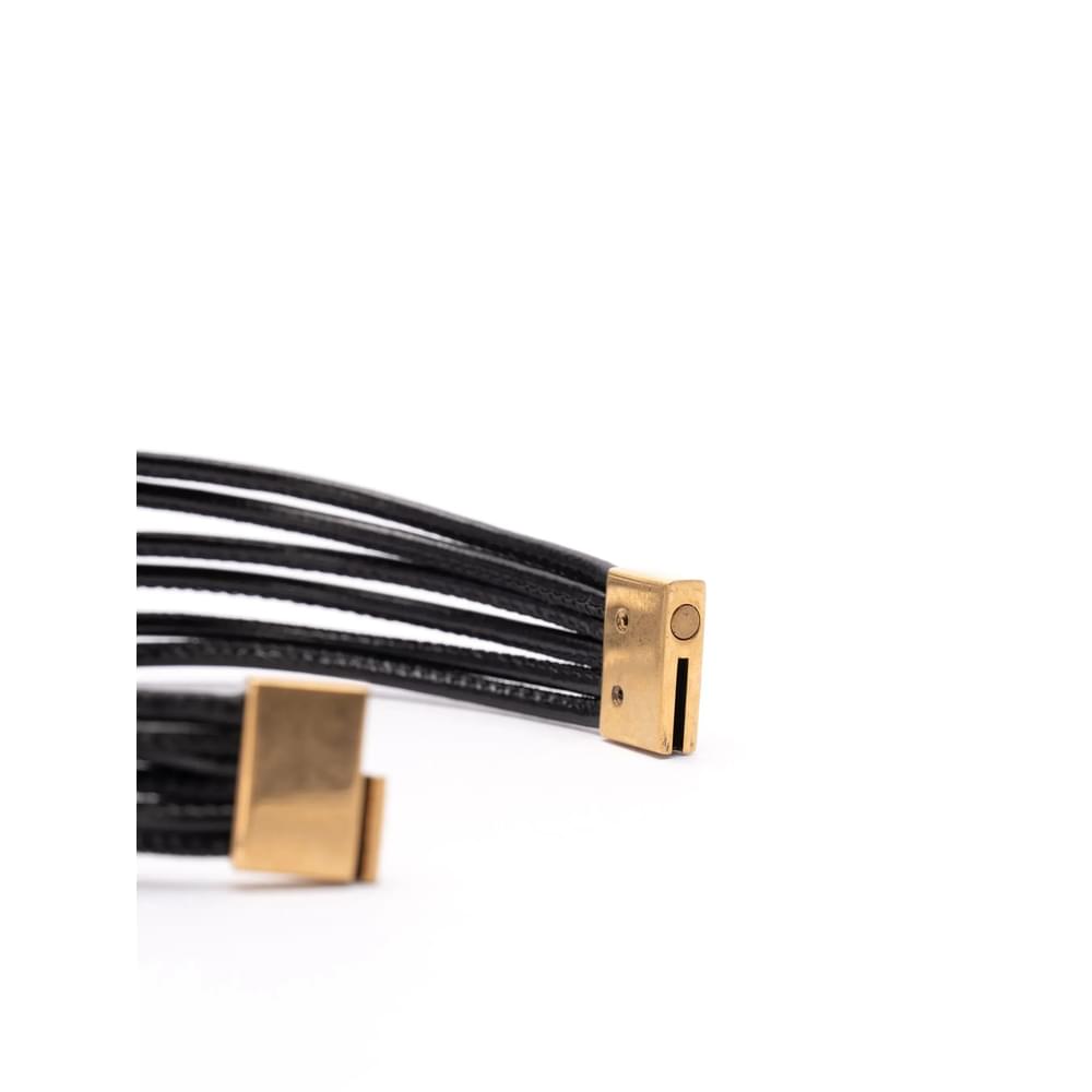 Yves Saint Laurent Black Gold Bracelets ladies lambskin YSL logo