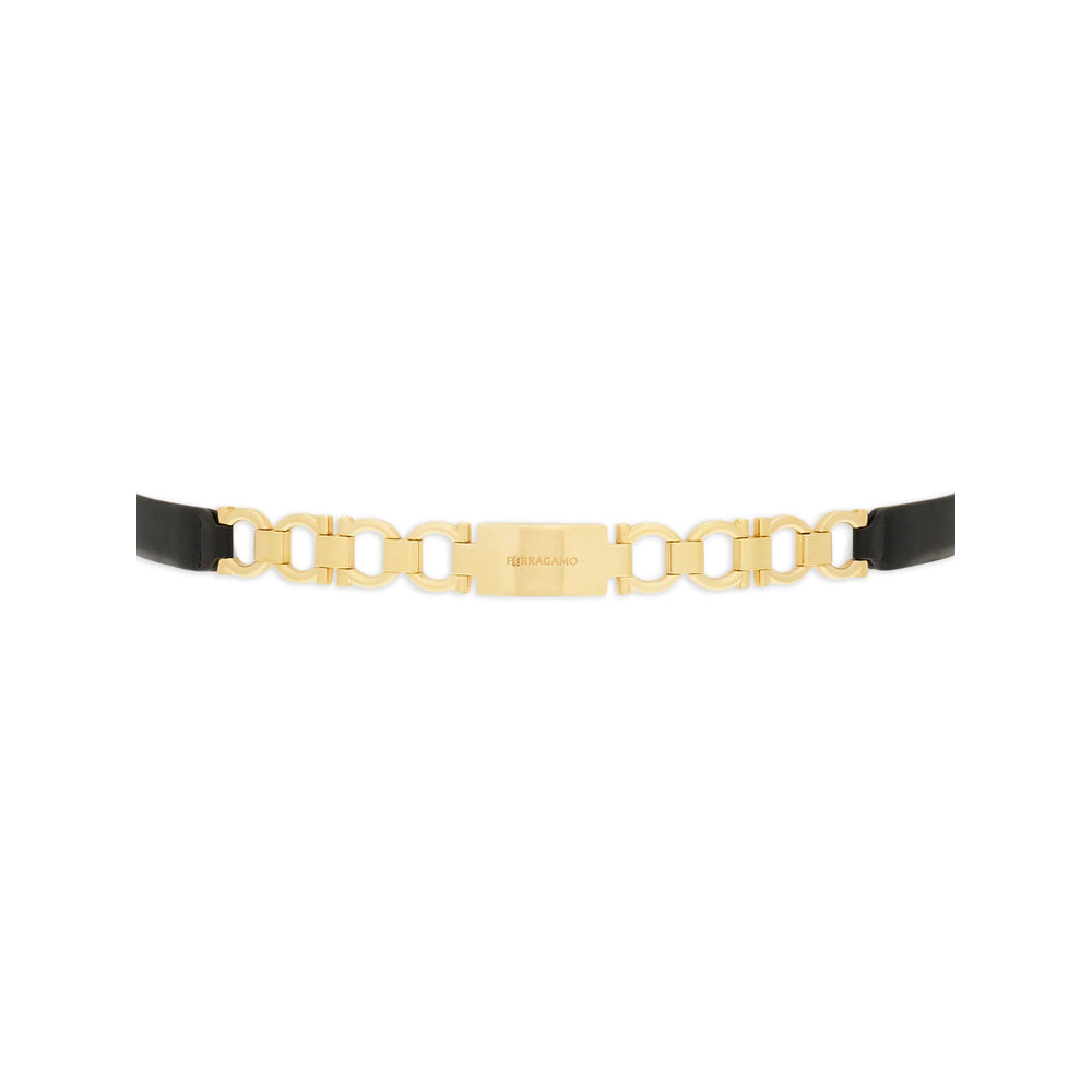Ferragamo Black Belt Ladies with gold chain link