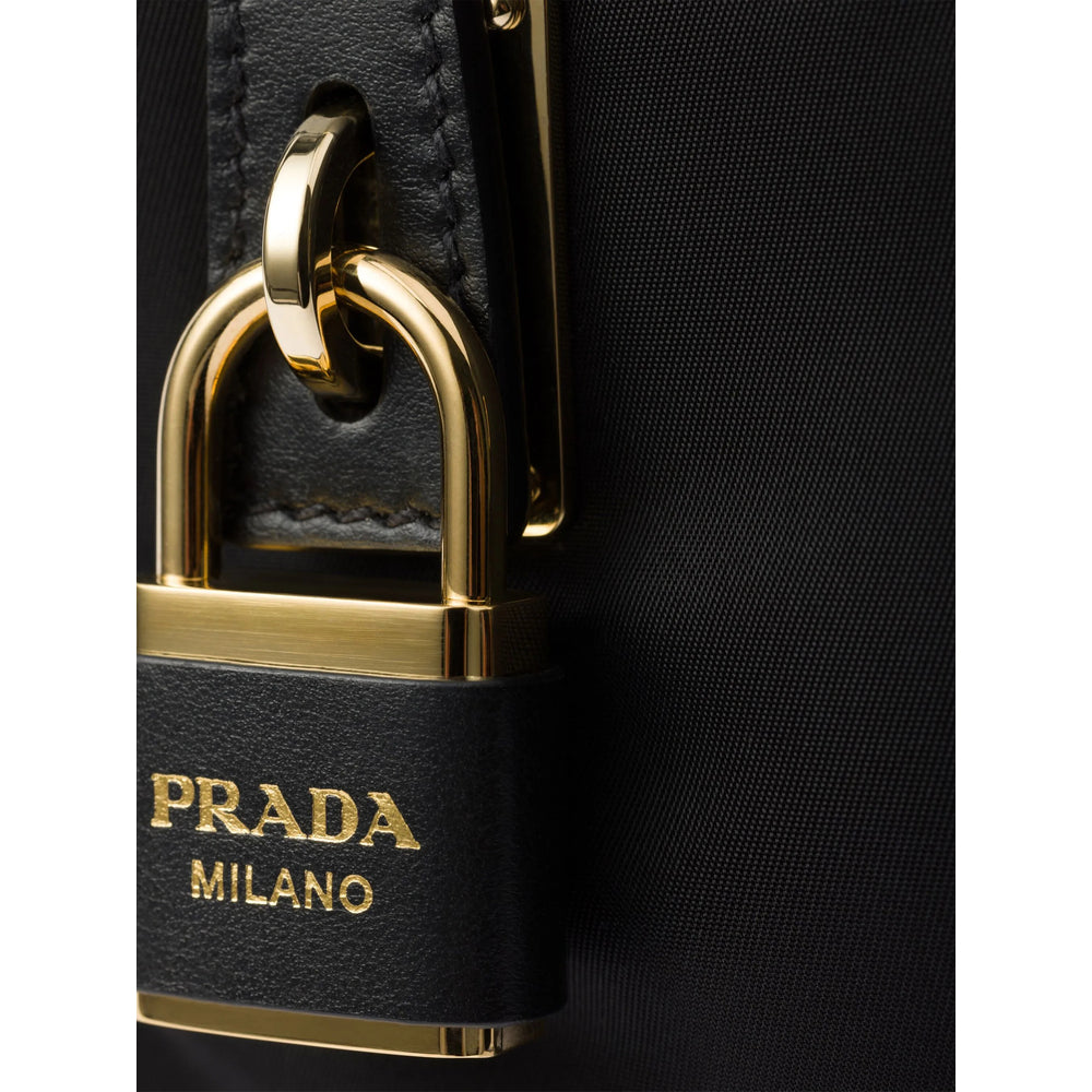 Prada Black Shoulder Bag purse handbag ladies Milano padlock