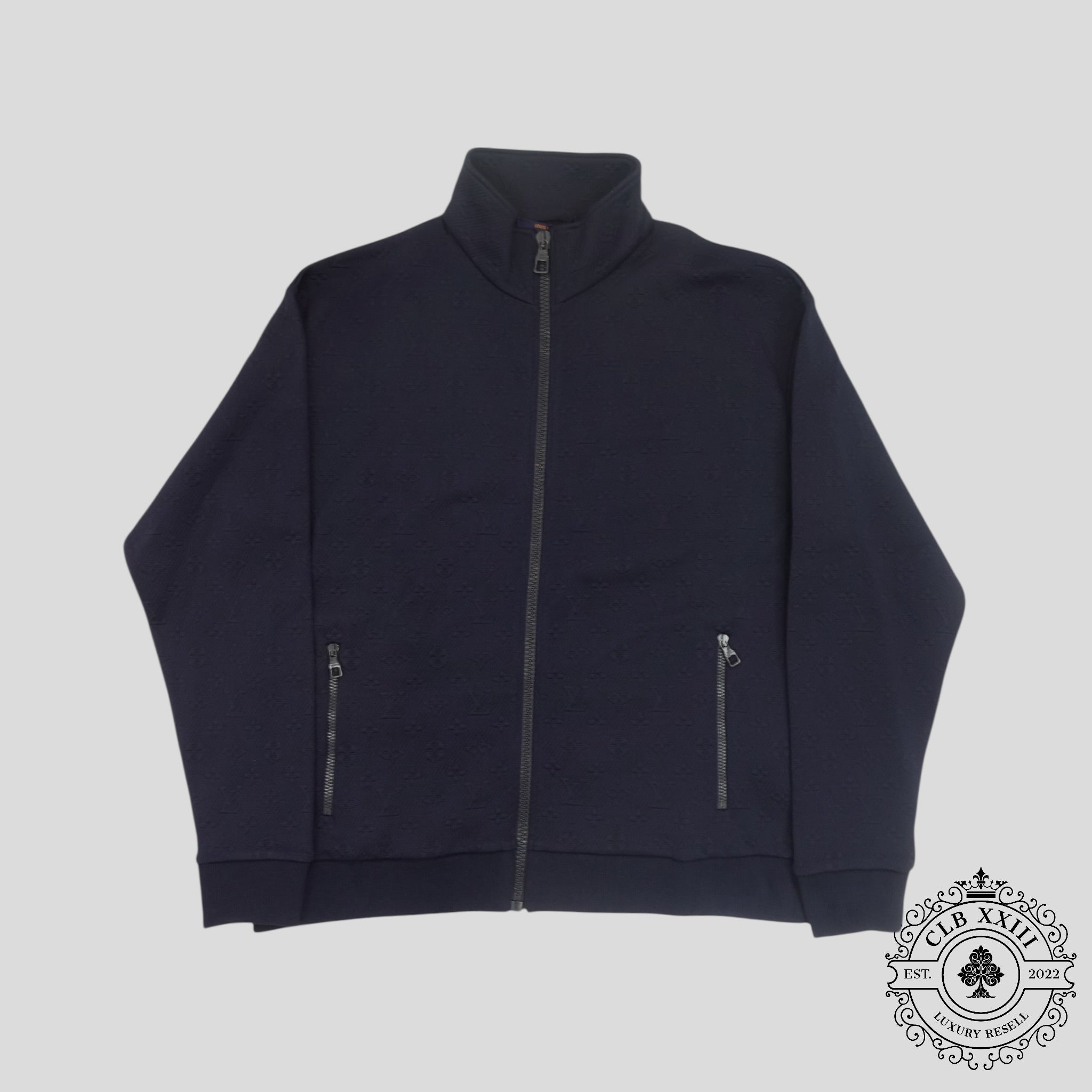 Louis Vuitton Monogram Embroidered Jacket in Navy Blue Coat men's XL extra large