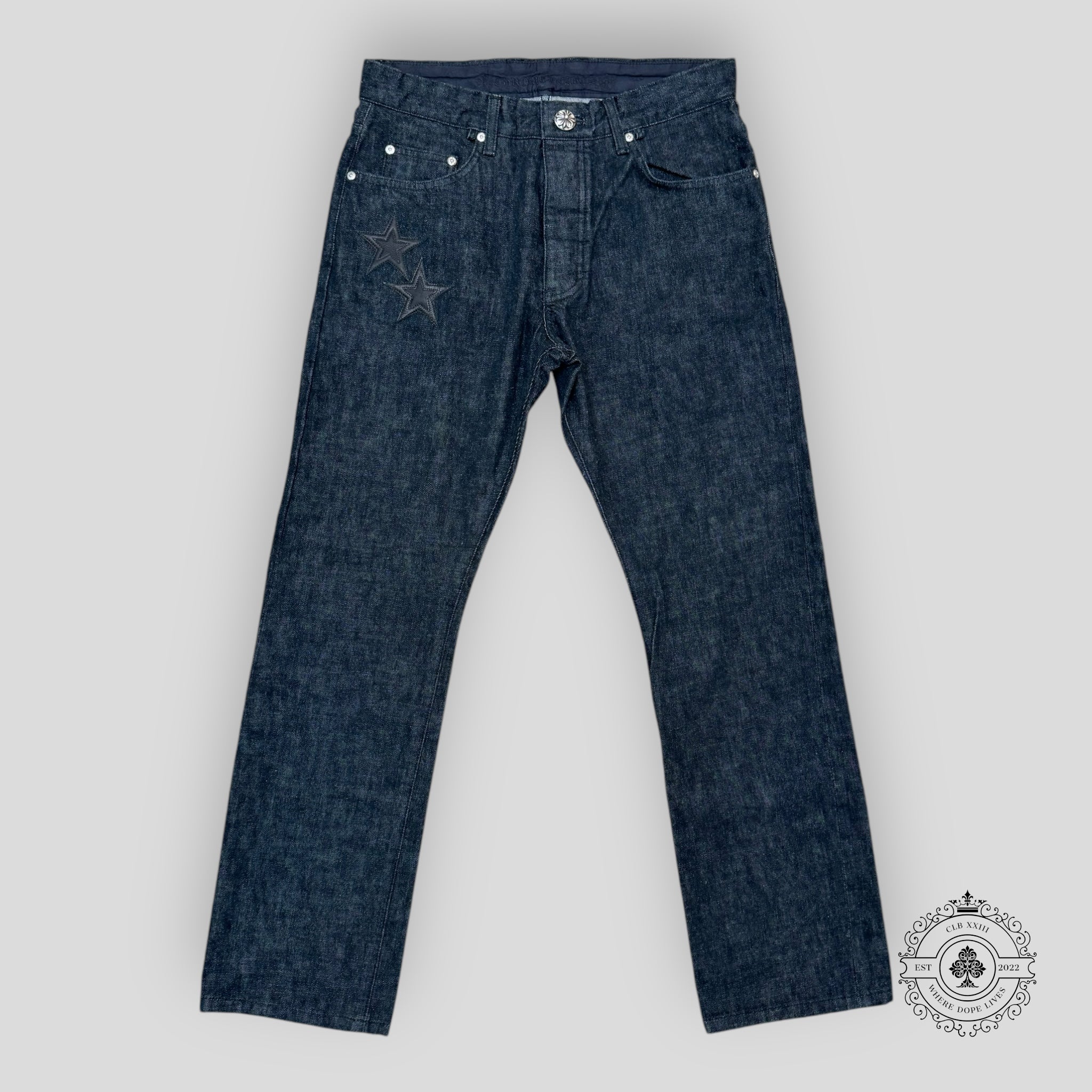 Chrome Hearts Star Patch Denim Jeans in Black 34 .925 Sterling hardware men's