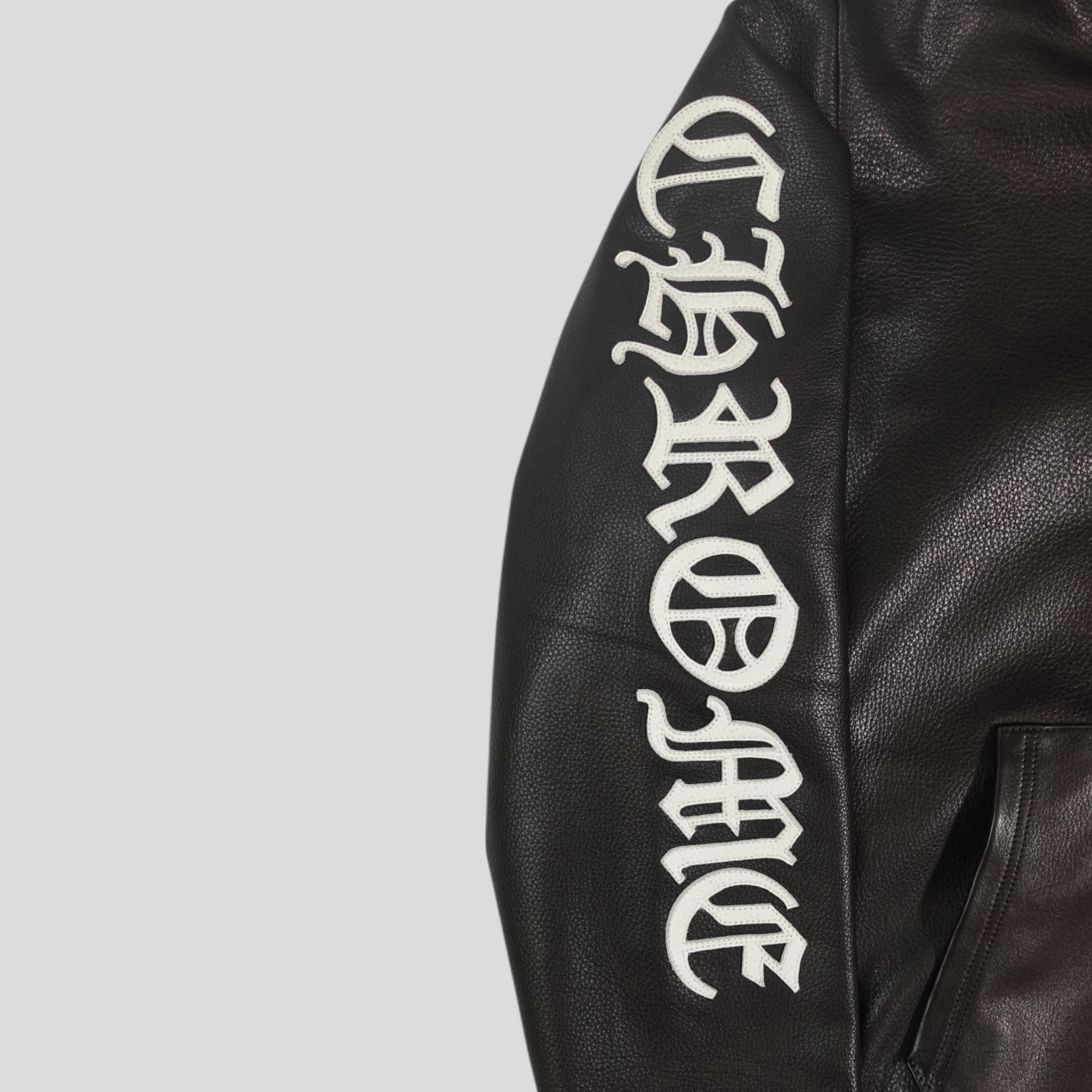 Chrome Hearts Leather Zip Up Hoodie coat jackets in Black men's MED